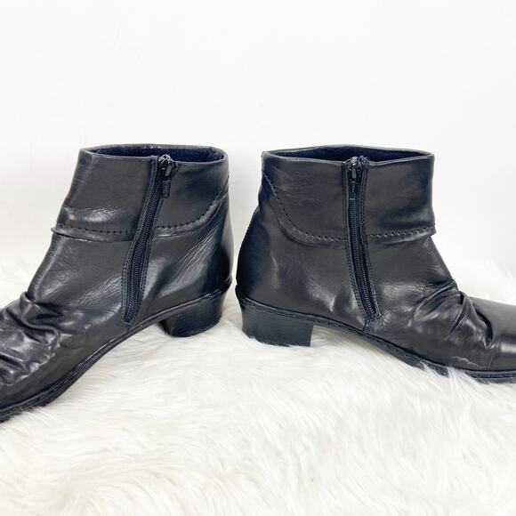 Rieker 41 EU 9 US Womens Black Leather Square Toe Ankle Booties - Picture 7 of 10